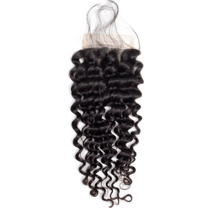 Simidola 3Pcs Deep Wave Bundles with 4x4 Closure 10A Grade 100% Human Virgin Hair