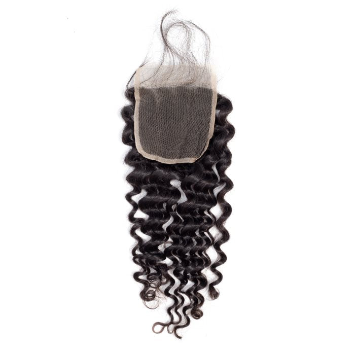 Simidola 3Pcs Deep Wave Bundles with 4x4 Closure 10A Grade 100% Human Virgin Hair