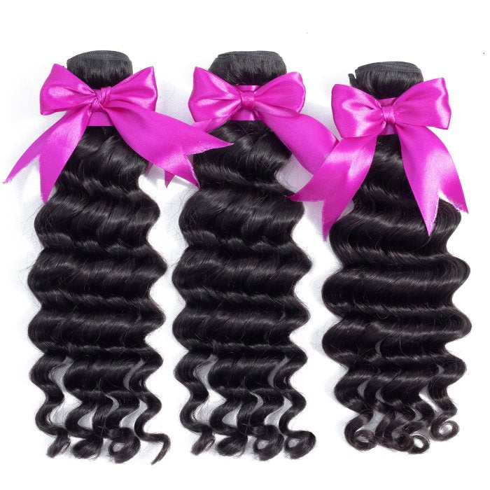 Simidola 3Pcs Loose Deep Wave Bundles with 6x6 Loose Deep Closure 10A Grade 100% Human Virgin Hair
