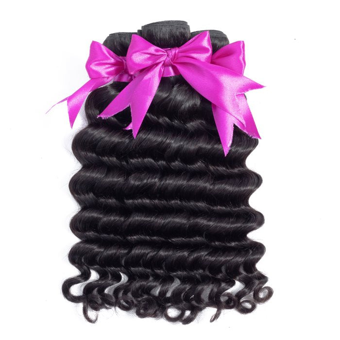 Simidola 3Pcs Loose Deep Wave Bundles with 13x4 Frontal 10A Grade 100% Human Virgin Hair