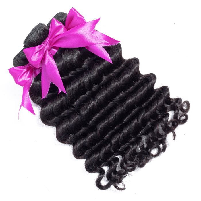 Simidola 3Pcs Loose Deep Wave Bundles with 13x4 Frontal 10A Grade 100% Human Virgin Hair