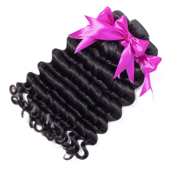 Simidola 3Pcs Loose Deep Wave Bundles with 6x6 Loose Deep Closure 10A Grade 100% Human Virgin Hair