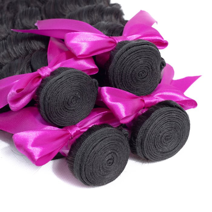 Simidola 3Pcs Loose Deep Wave Bundles with 6x6 Loose Deep Closure 10A Grade 100% Human Virgin Hair
