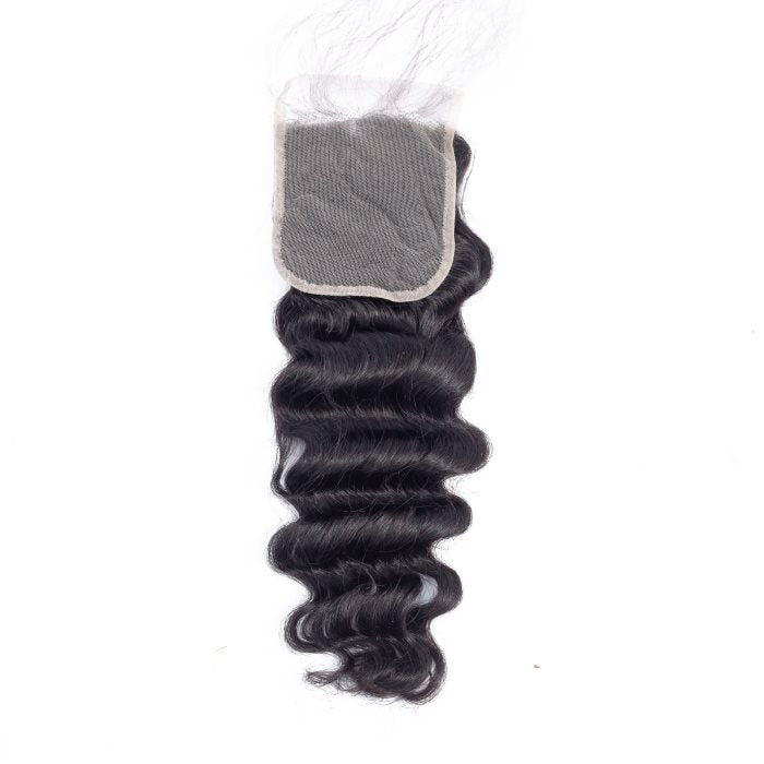 Simidola 3Pcs Hollywood Wave Bundles with 4x4 Loose Deep Closure 10A Grade 100% Human Virgin Hair