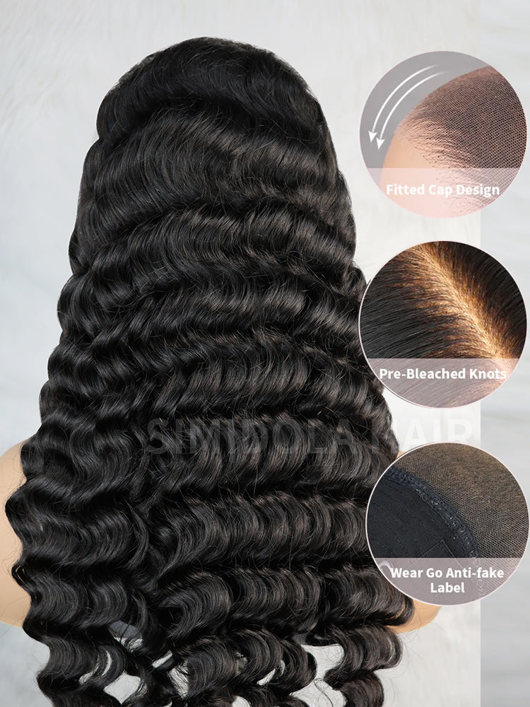 Simidola M-CAP Wear Go 9x6 HD Lace Pre Bleached Tiny Knots Loose Deep Wave Glueless Wig