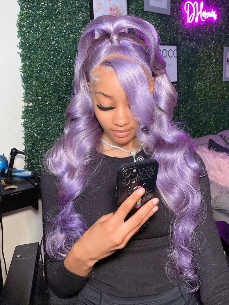 Simidola Light Purple Color Body Wave Frontal Wig