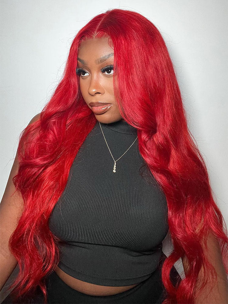 Simidola Red Color 4x4/13x4 Body Wave Hair Lace Front Wigs