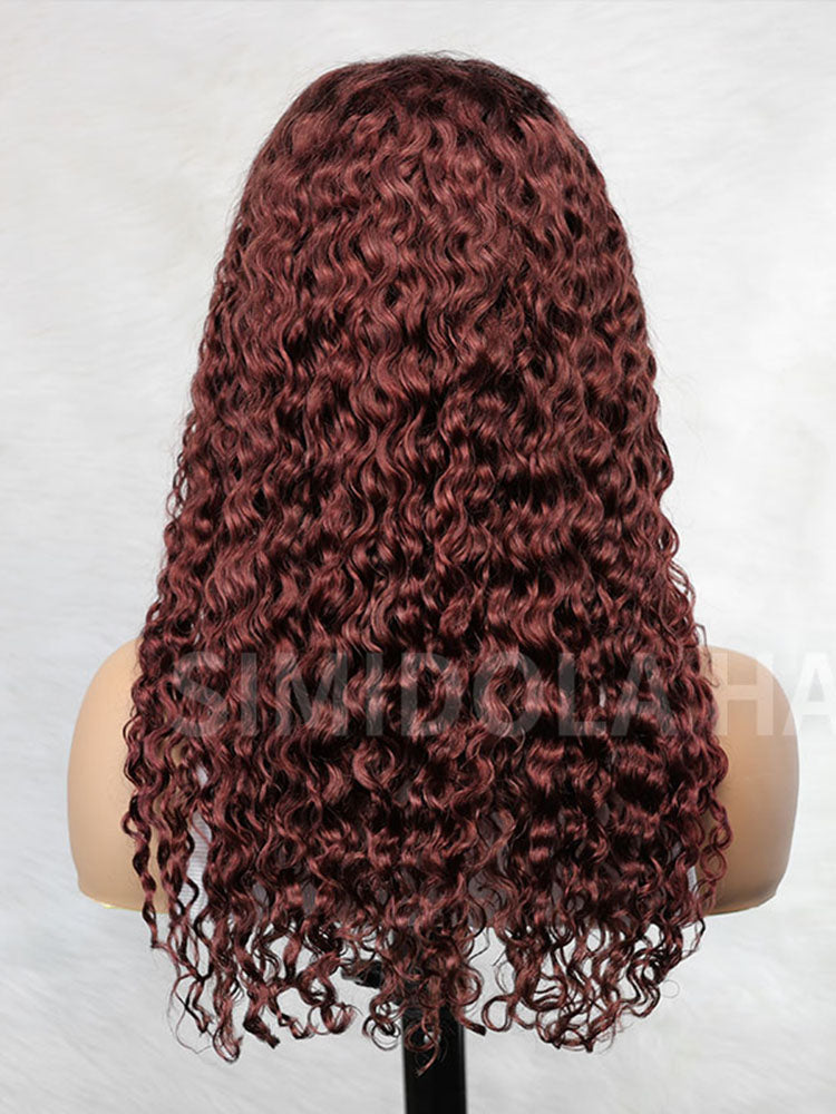 Simidola Reddish Brown Color 7x5 Lace Water Wave Wear Go Glueless Wig Pre Plucked Natural Hairline
