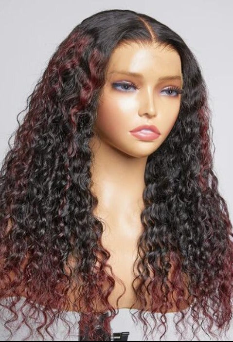 Simidola Valeria Violet Tails Highlight Deep Wave Front Wig