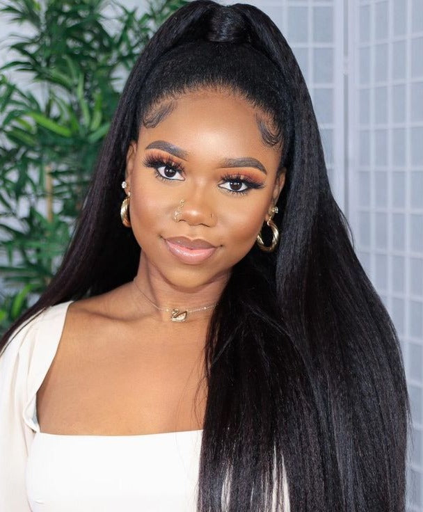 Simidola 360 Transparent Lace Kinky Straight 180 Density Frontal Wig
