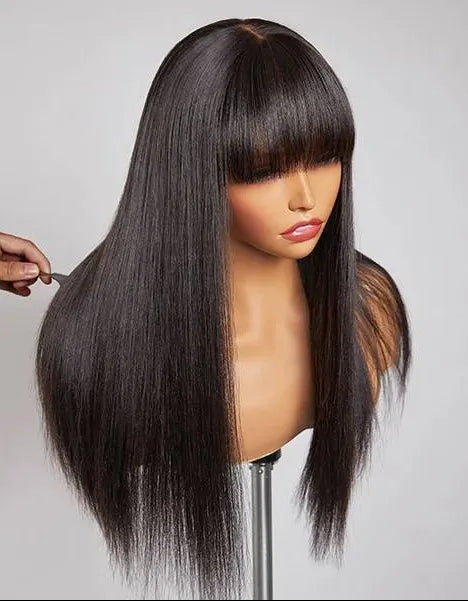 Simidola Gorgeous 4x4 Lace Glueless 200% Straight Hair Wig With Curtain Bangs
