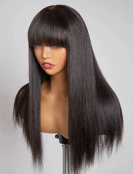 Simidola Gorgeous 4x4 Lace Glueless 200% Straight Hair Wig With Curtain Bangs