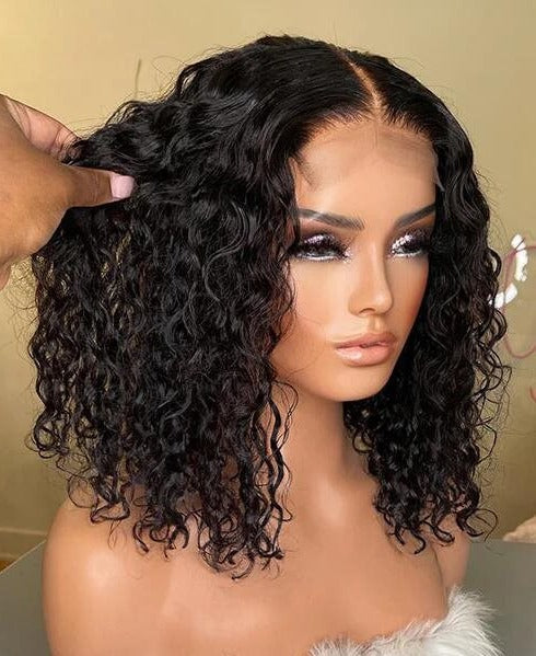Simidola 5x5 Lace Closure Deep Curly Short Bob Wig