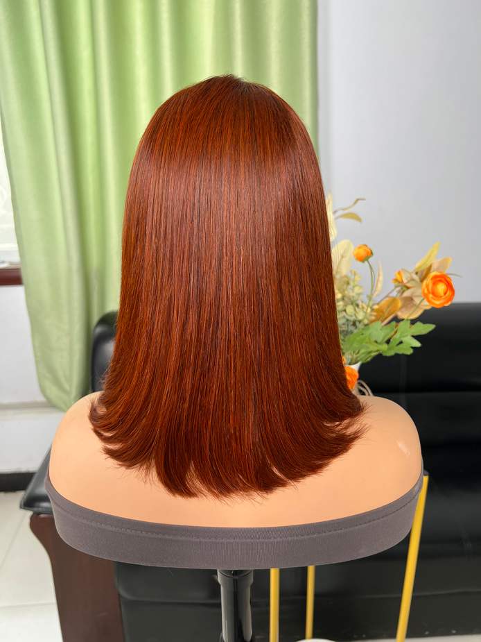 Simidola Dark Copper Red Straight Frontal Bob Wig