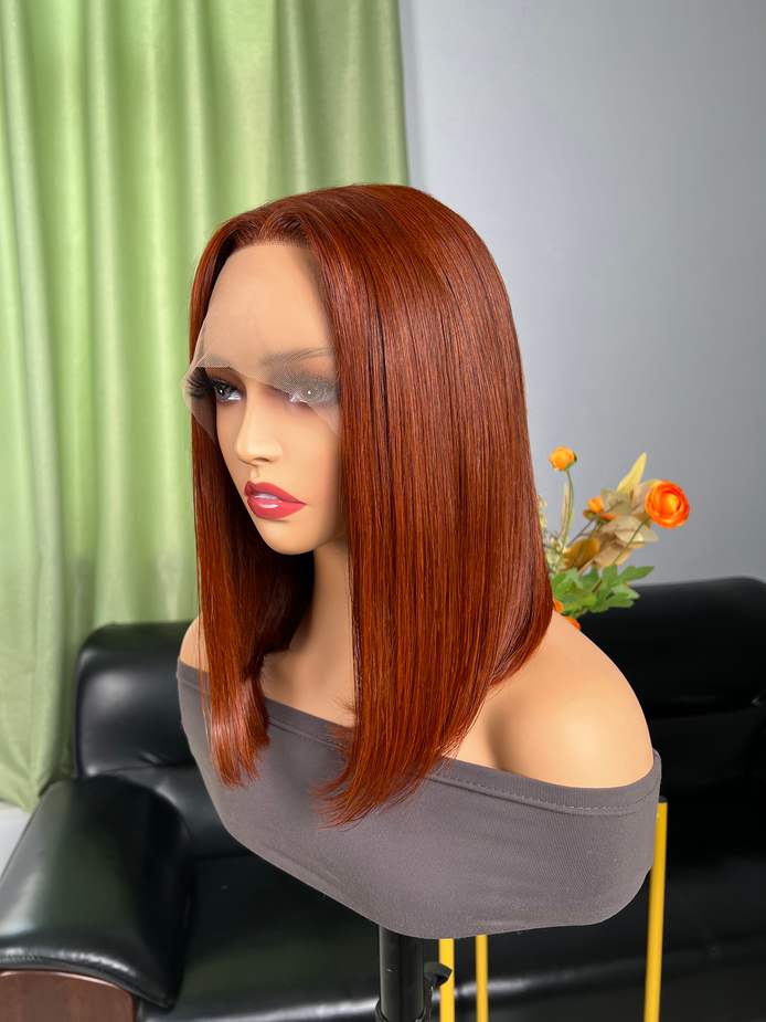 Simidola Dark Copper Red Straight Frontal Bob Wig