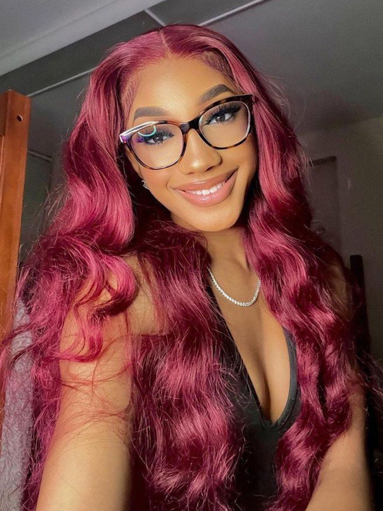 Simidola 99J Color 7x5 Lace Body Wave Wear Go Glueless Wig Pre Plucked Natural Hairline