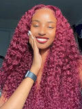 Simidola 99J Color 7x5 Lace Water Wave Wear Go Glueless Wig Pre Plucked Natural Hairline