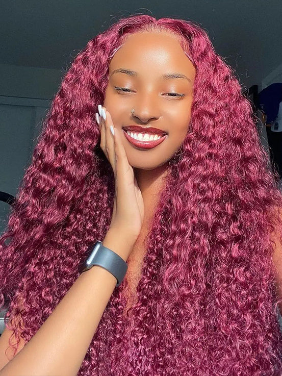 Simidola 99J Color 7x5 Lace Water Wave Wear Go Glueless Wig Pre Plucked Natural Hairline