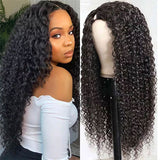 Seegethair 250% Density Glueless Wear Go V Part Wig Human Hair Kinky Curly Hair Wig Beginner Friendly