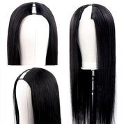 Seegethair 250% Density Straight Human Hair Wigs With Elastic Drawstring Natural Glueless V Part Wig Thin Part Human Hair Wig