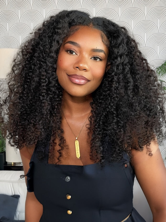 Simidola V Part Kinky Curly Beginner Friendly Human Hair Wig