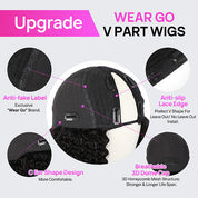 Seegethair 250% Density Glueless Wear Go V Part Wig Human Hair Kinky Curly Hair Wig Beginner Friendly