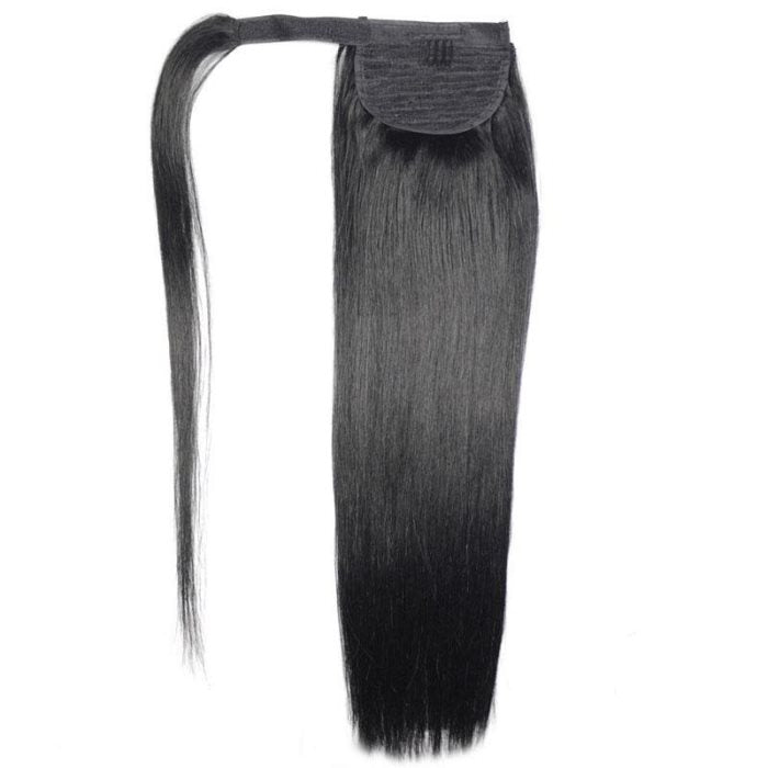Simidola Wrap-around Magic Velcro Ponytail Extension Hair Straight Ponytail With Clip In 100% Human Hair
