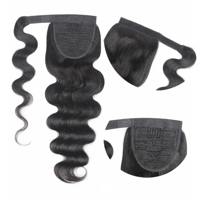 Simidola Wrap-around Ponytail Extension Hair Body Wave Ponytail With Clip In 100% Human Hair