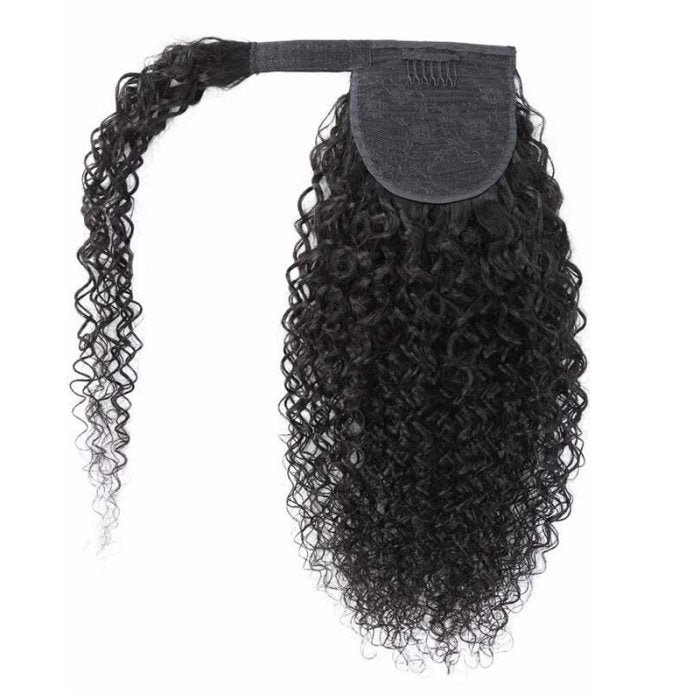 Simidola Wrap-around Magic Velcro Ponytail Extension Hair Water Wave Ponytail With Clip In 100% Human Hair