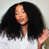 Natural Blend Afro Curly Glueless Human Hair Wigs With Elastic Drawstring 13x4 13x6 Ear To Ear Lace Wigs