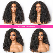 Seegethair  Burmese Curly Hair Half Wigs 250% Density With Finger Curly At End Flip Over Curly Human Hair Wigs