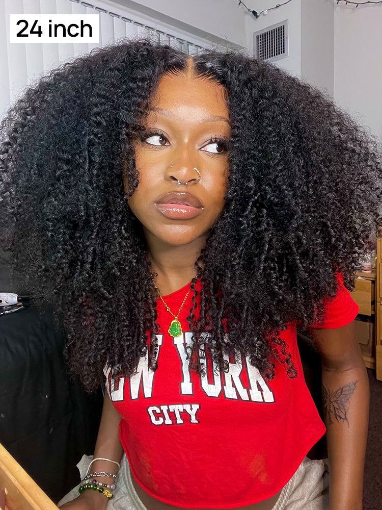 Simidola Pre-bleached 7x5 Pre-cut Pre-plucked Afro Curly Hair Glueless Wear Go Bob Wig With Drawstring