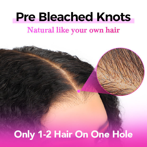 VSHOW Indian Curly Wear Go Glueless Human Hair Wigs Pre Bleached&Pre-cut Lace Front Hair Wigs With Drawstring 250% Density