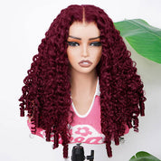 Seegethair 99J Burgundy Burmese Curly Hair Wear Go Glueless Human Hair Wigs 10x6 Pre Cut Lace Front Wig