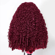 Seegethair 99J Burgundy Burmese Curly Hair Wear Go Glueless Human Hair Wigs 10x6 Pre Cut Lace Front Wig