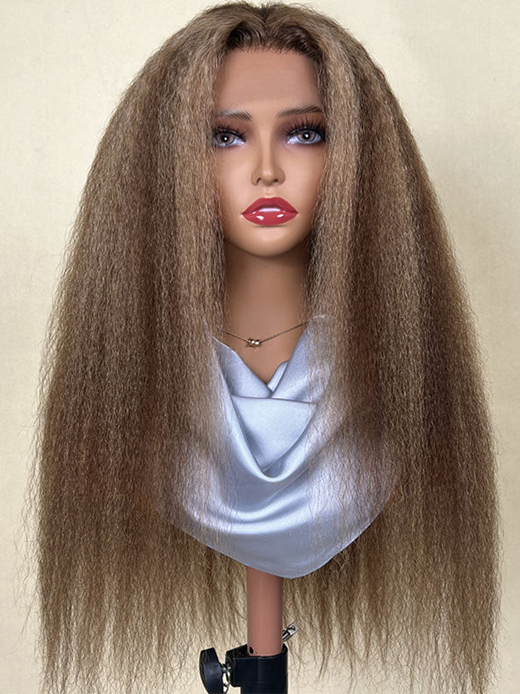 Simidola Honey Blonde Highlight Kinky Straight Lace Frontal Wig