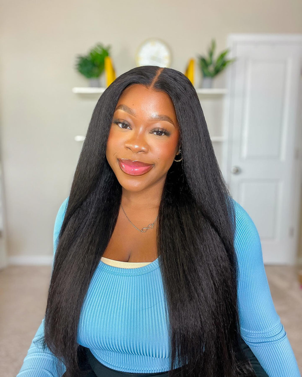 Simidola Pre-bleached 4x4 Pre-cut Pre-plucked Kinky Straight Wear Go Glueless Wig