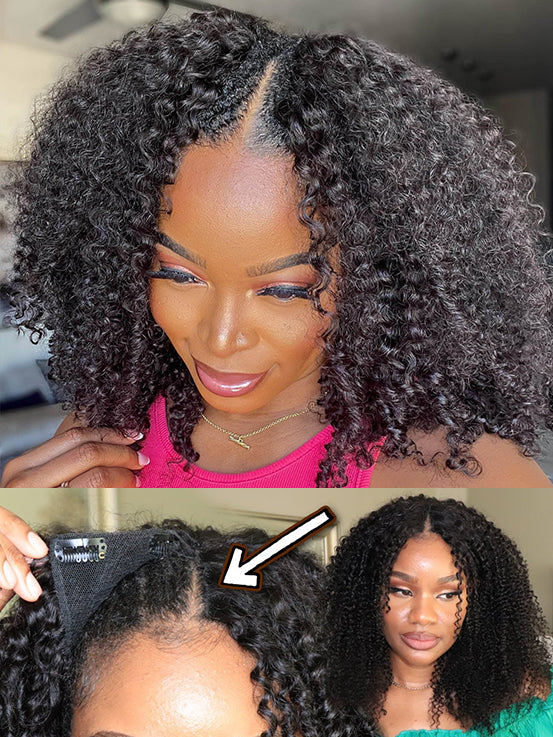 Simidola V Part Afro Curly No Leave Out Thin Part Glueless Wigs Beginner Friendly Human Hair Wig