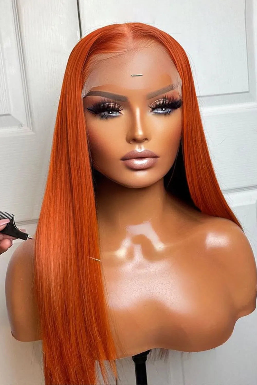 Simidola Pumpkin Orange Straight Hair Lace Front Wig