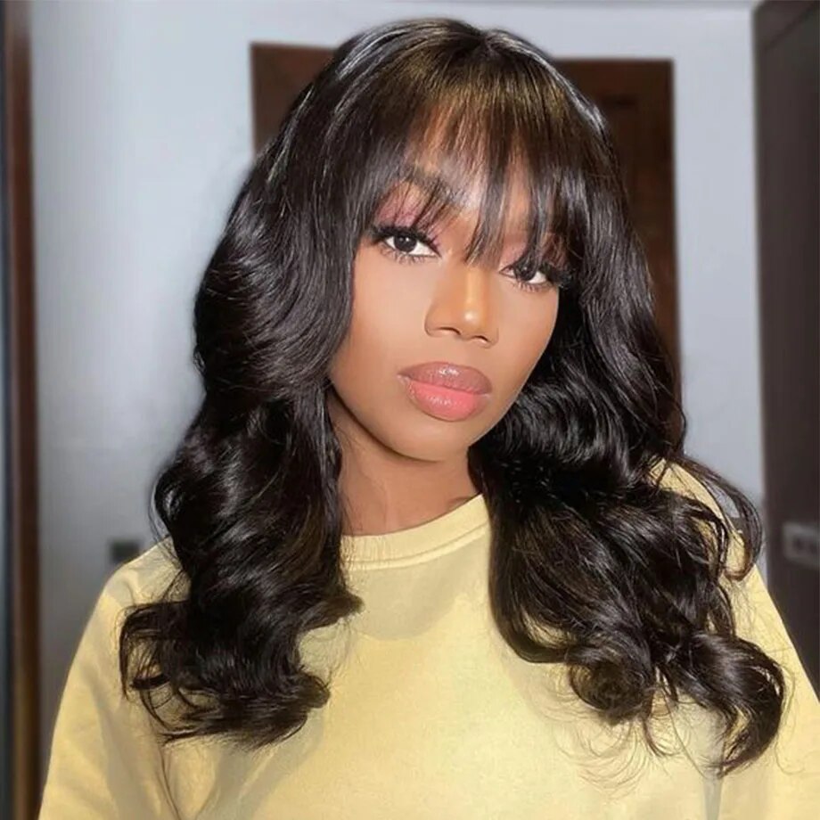 Simidola Gorgeous 4x4 Lace Glueless 200% Body Wave Wig With Curtain Bangs