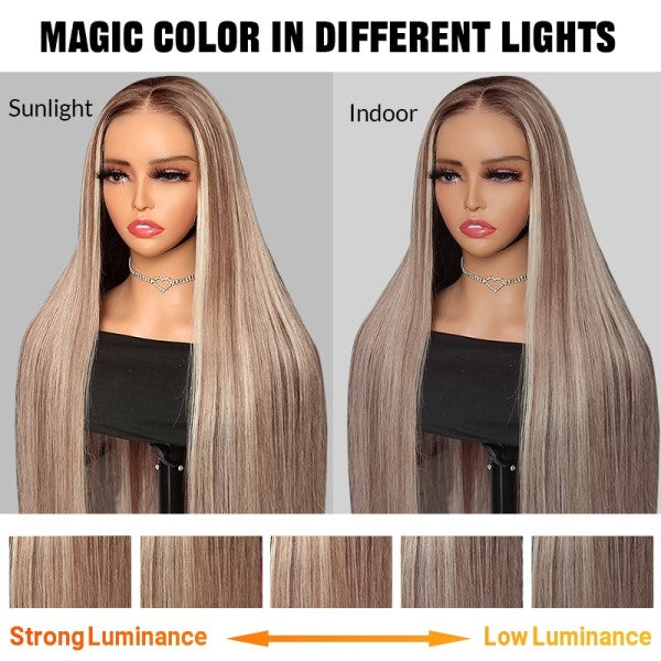 Simidola F4/613 Ash Blonde Highlight 4x4/13x4 Straight Hair Wigs