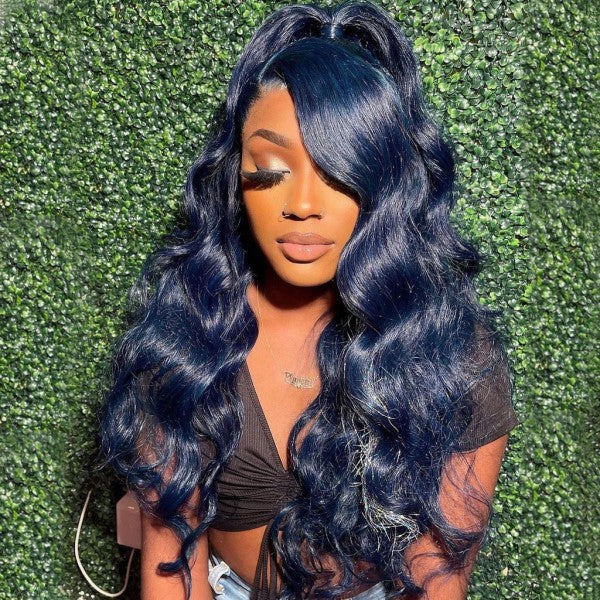 Simidola Dark Silver Blue Body Wave Front Wig
