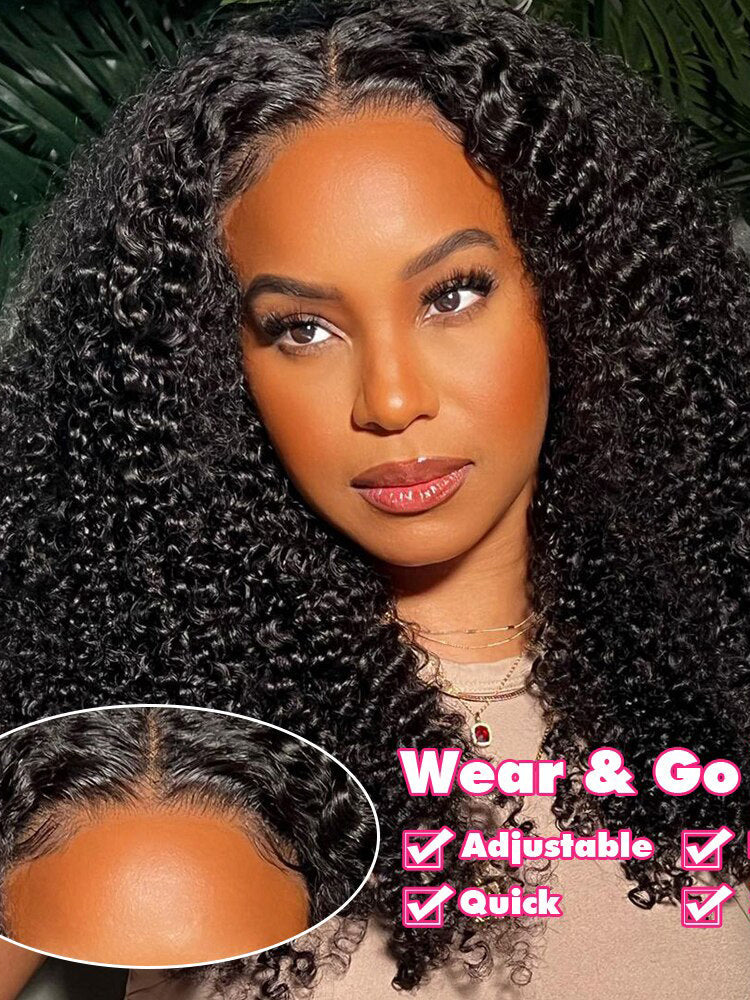 Simidola Pre-bleached 7x5 Pre-cut Pre-plucked Kinky Curly Hair Wear Go Glueless Wig With Drawstring