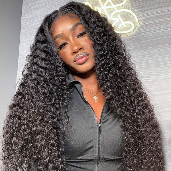 Seegethair Deep Wave Wigs 7x5 Pre Cut HD Lace 180% Density Thick Human Hair Wigs With Bleached Knots