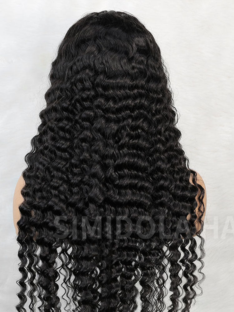 Simidola Pre-bleached 7x5 Pre-cut Pre-plucked Deep Wave Hair Wear Go Glueless Wig With Drawstring