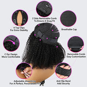 250% Density Deep Curly V Part Wigs With Drawstring No Leave Out Side Part Available Deep Wave Glueless Human Hair Wigs