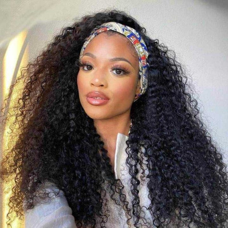 Simidola Kinky Curly Headband Wig Adjustable No Lace Wigs