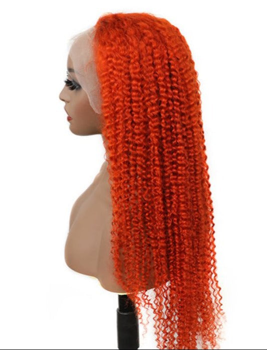 Simidola Pumpkin Orange Kinky Curly Lace Front Wig