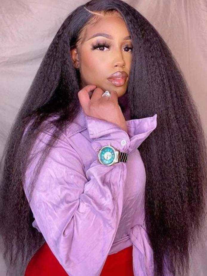 Simidola 360 Transparent Lace Kinky Straight 180 Density Frontal Wig