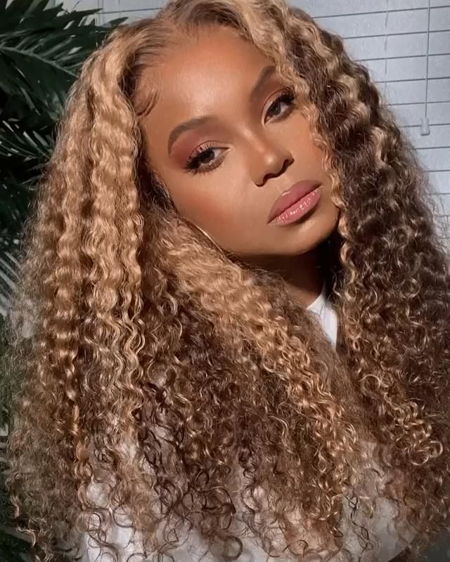 Simidola Highlight Brown Color 7x5 Lace Kinky Curly Wear Go Glueless Wig Pre Plucked Natural Hairline